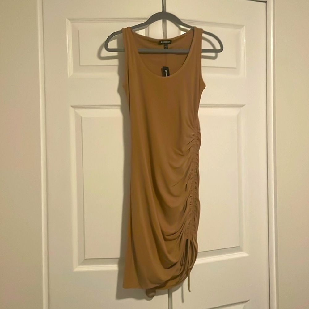 NWT EXPRESS Body Contour Mini Dress Size XS Color Tan